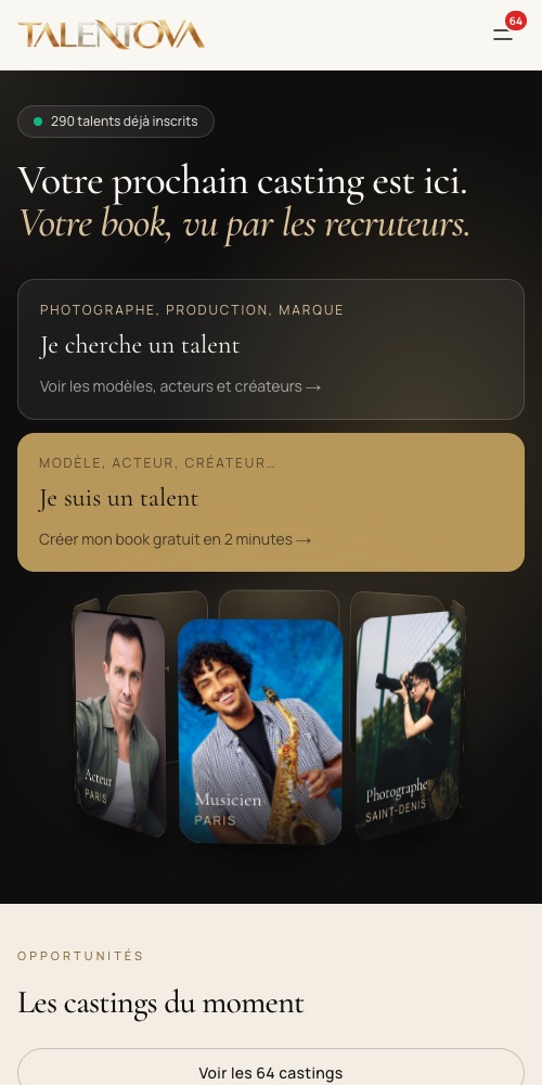 Talentova sur mobile